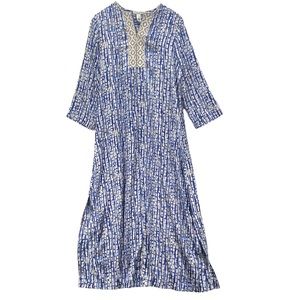 Oscar De La Renta Hostess Dress Kaftan Caftan Maxi Blue Nehru Collar SZ XS